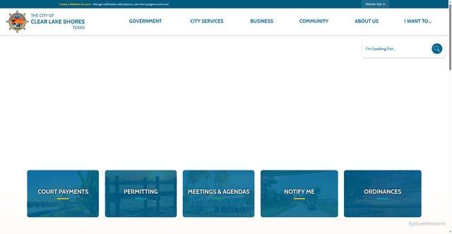 Security scan screenshot of https://clearlakeshores-tx.gov/
