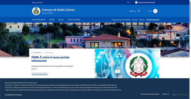 Security scan screenshot of https://www.comune.stellacilento.sa.it/