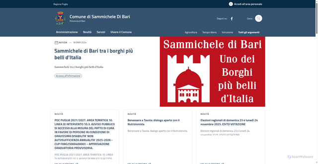 Security scan screenshot of https://comune.sammicheledibari.ba.it/