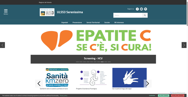 Security scan screenshot of https://www.aulss3.veneto.it/home