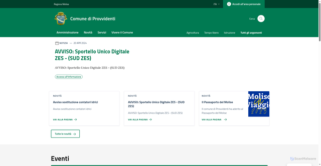 Security scan screenshot of https://comune.provvidenti.cb.it/