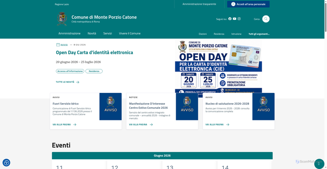Security scan screenshot of https://www.comune.monteporziocatone.rm.it
