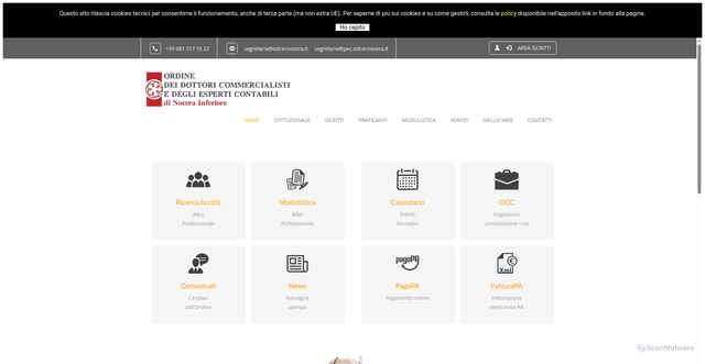 Security scan screenshot of https://www.odcecnocera.it/