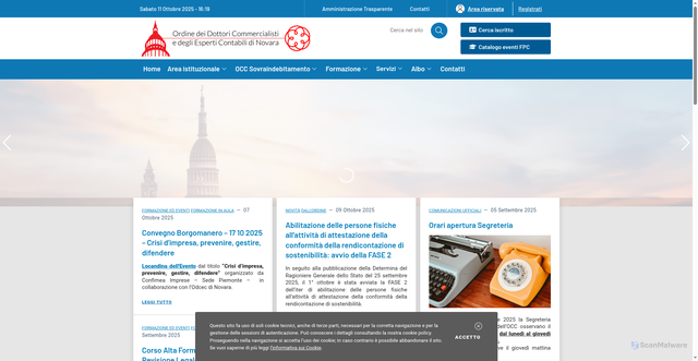 Security scan screenshot of https://www.commercialistinovara.it/