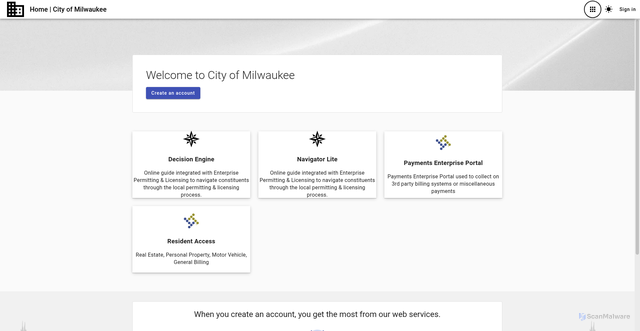 Security scan screenshot of https://cityofmilwaukeewi.tylerportico.com