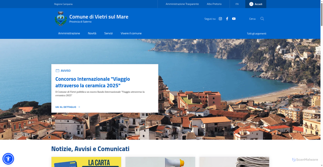 Security scan screenshot of https://www.comune.vietri-sul-mare.sa.it/