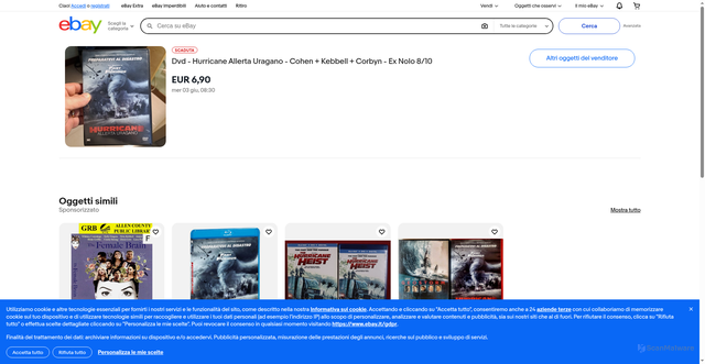 Security scan screenshot of https://www.ebay.it/itm/127702136874