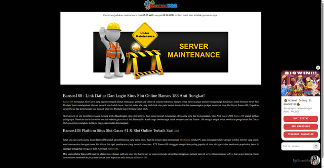 Security scan screenshot of https://noindek2-bansos188.xyz/desktop/game/slot/clotplay