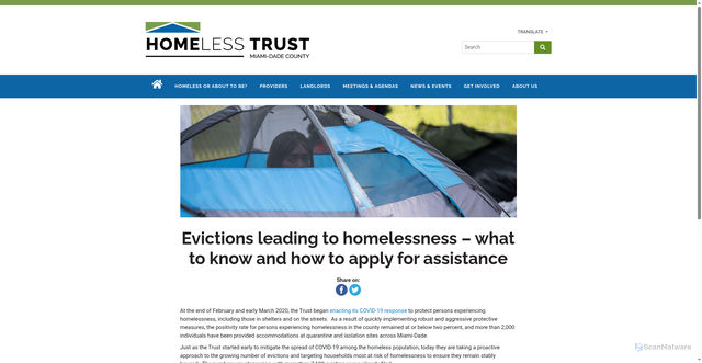 Security scan screenshot of https://www.homelesstrust.org/homeless-trust/news-and-events/2020-01-04-evictions-leading-to-homelessness.page