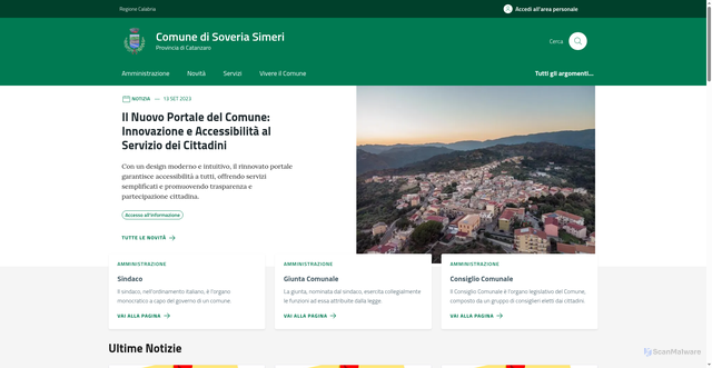 Security scan screenshot of https://www.comune.soveriasimeri.cz.it
