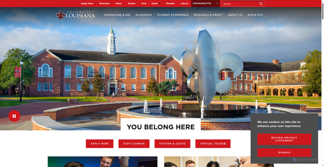 Security scan screenshot of https://louisiana.edu