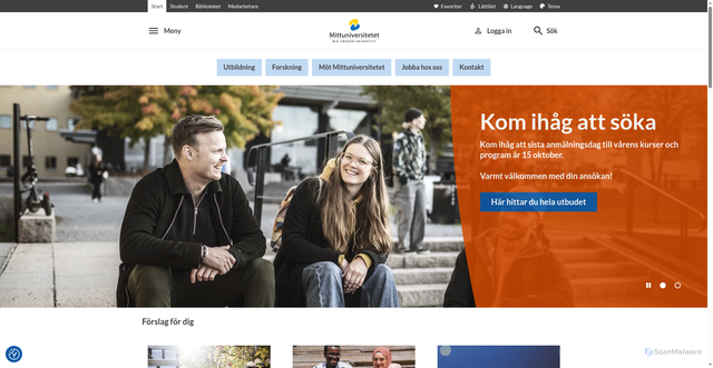 Security scan screenshot of https://www.miun.se/