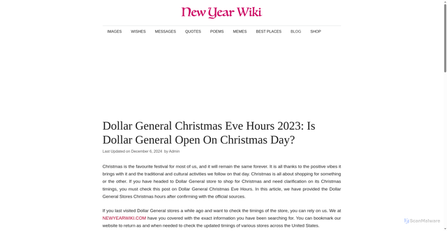 Security scan screenshot of https://www.newyearwiki.com/dollar-general-christmas-eve-hours/