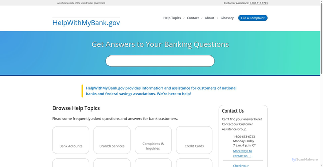Security scan screenshot of https://helpwithmycreditcard.gov/