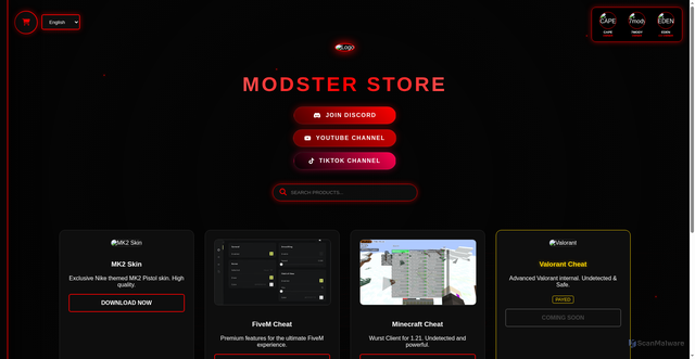 Security scan screenshot of https://modsterstore-pply4z2xmr.edgeone.app/