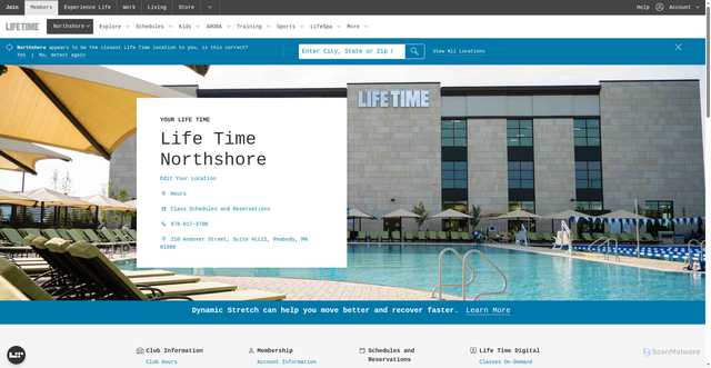 Security scan screenshot of https://my.lifetime.life