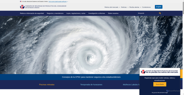Security scan screenshot of https://www.cpsc.gov/es/SeguridadConsumidor/