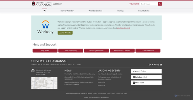 Security scan screenshot of https://workday.uark.edu/