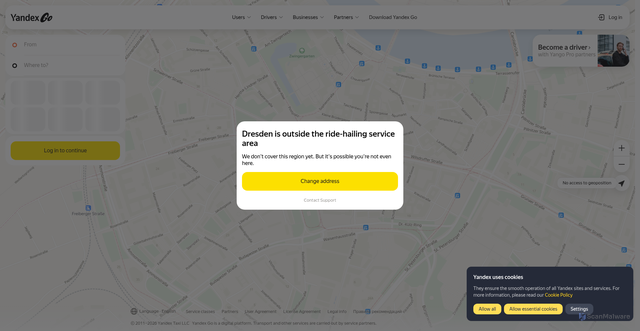 Security scan screenshot of https://taxi.yandex.com