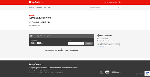 Security scan screenshot of http://15001022888.com/