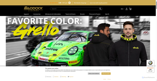 Security scan screenshot of https://paddock-legends.com