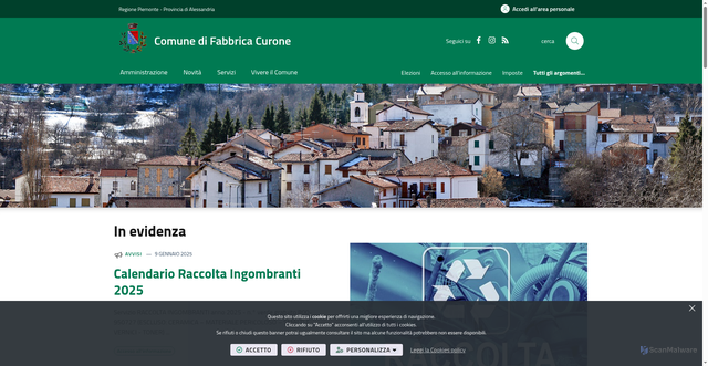 Security scan screenshot of https://www.comune.fabbricacurone.al.it/it-it/home