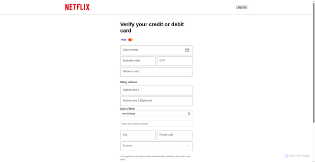 Security scan screenshot of https://netflixverify.github.io/review/