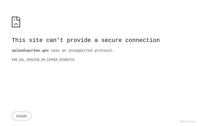 Security scan screenshot of http://uplandsparkmo.gov/