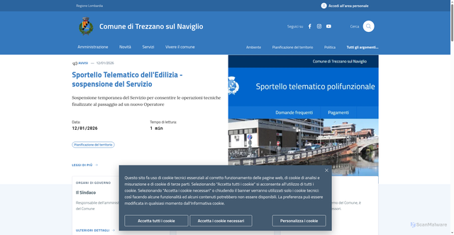 Security scan screenshot of https://www.comune.trezzano-sul-naviglio.mi.it/