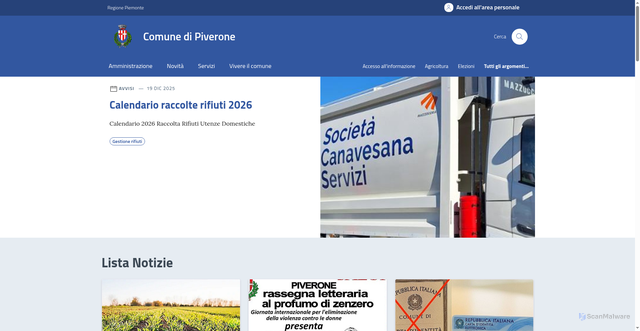 Security scan screenshot of https://www.comune.piverone.to.it/