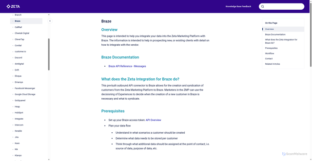Security scan screenshot of https://knowledgebase.zetaglobal.com/kb/braze