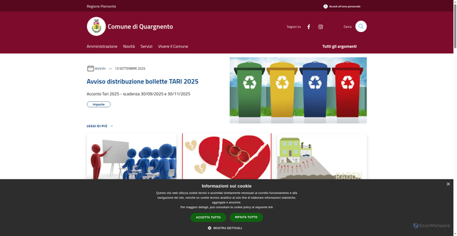 Security scan screenshot of https://www.comune.quargnento.al.it/it