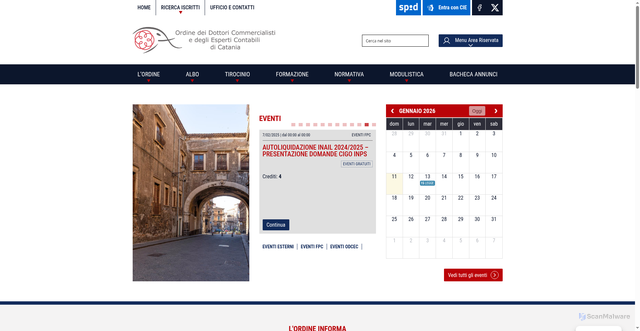 Security scan screenshot of https://odcec.ct.it/