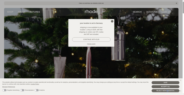 Security scan screenshot of https://rhodeskin.myshopify.com