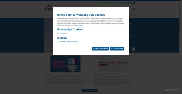 Security scan screenshot of https://www.bib.bund.de/DE/Startseite.html