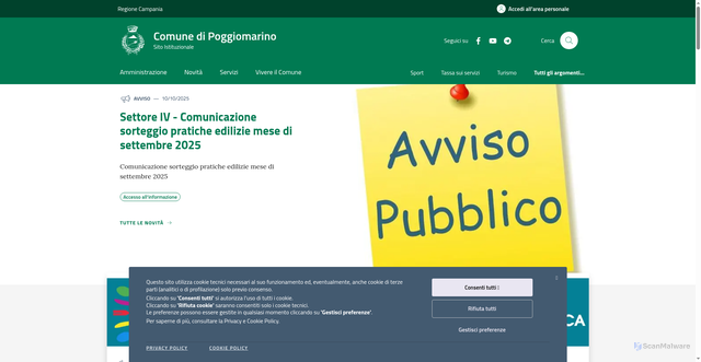 Security scan screenshot of https://www.comune.poggiomarino.na.it/