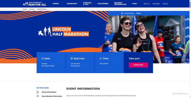 Security scan screenshot of https://www.runforall.com/events/half-marathon/lincoln-half-marathon/