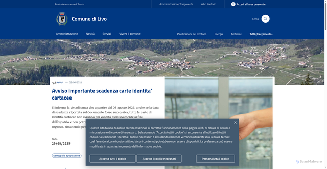 Security scan screenshot of https://www.comune.livo.tn.it/