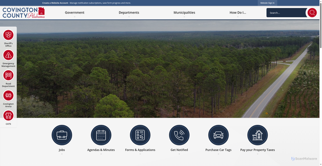 Security scan screenshot of https://www.covingtoncountyal.gov/