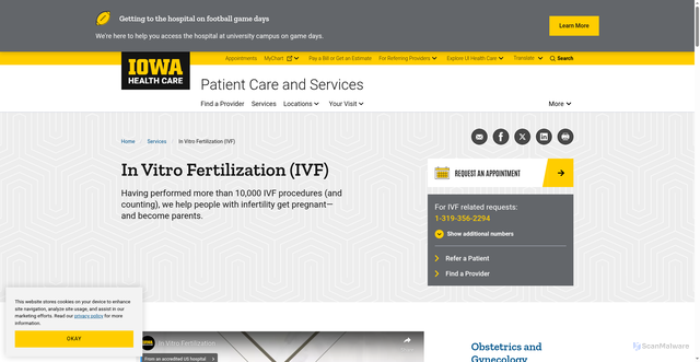 Security scan screenshot of https://uihc.org/services/vitro-fertilization-ivf
