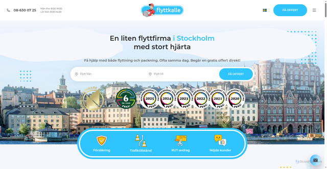 Security scan screenshot of https://flyttfirmaistockholm.nu