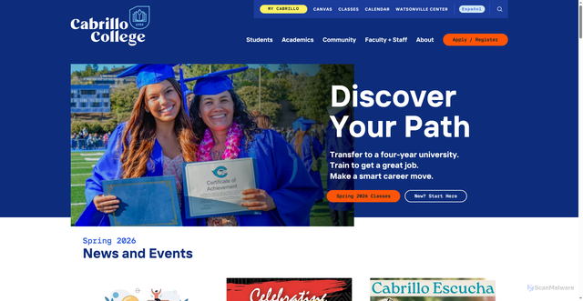 Security scan screenshot of https://www.cabrillo.edu/