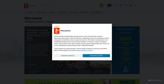 Security scan screenshot of https://um.warszawa.pl
