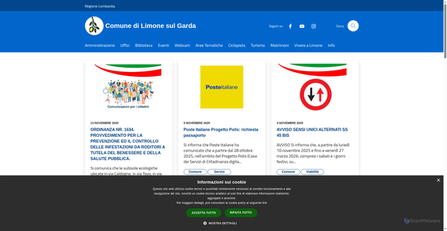 Security scan screenshot of https://www.comune.limonesulgarda.bs.it/it