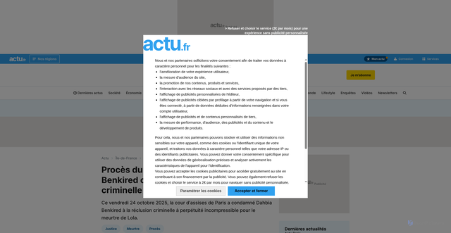 Security scan screenshot of https://actu.fr/ile-de-france/paris_75056/proces-du-meurtre-de-lola-dahbia-benkired-condamnee-a-la-reclusion-criminelle-a-perpetuite-incompressible_63347085.html
