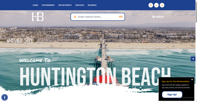 Security scan screenshot of https://huntingtonbeachca.gov/