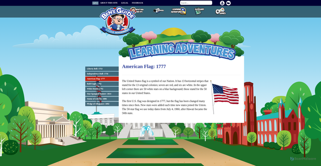 Security scan screenshot of https://bensguide.gpo.gov/the-american-flag