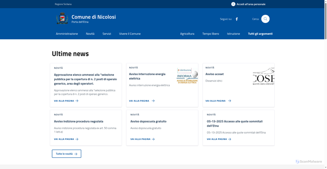 Security scan screenshot of https://www.comune.nicolosi.ct.it/
