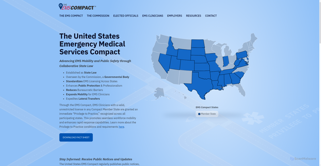 Security scan screenshot of https://emscompact.gov/