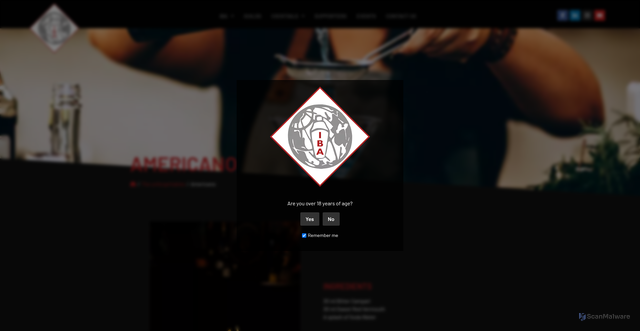 Security scan screenshot of https://iba-world.com/iba-cocktail/americano/